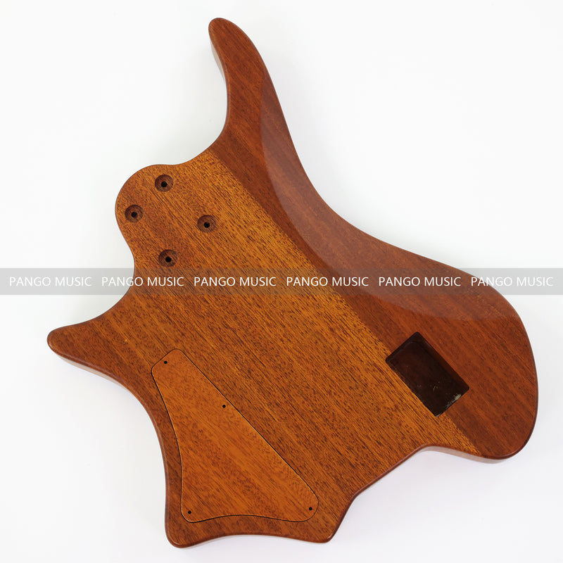 One-of-a-Kind Burl Wood Veneer Epoxy Resin 5 String Headless Electric Bass Guitar Body (H5B-007)