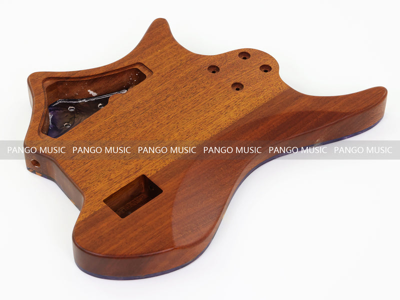 One-of-a-Kind Burl Wood Veneer Epoxy Resin 5 String Headless Electric Bass Guitar Body (H5B-007)