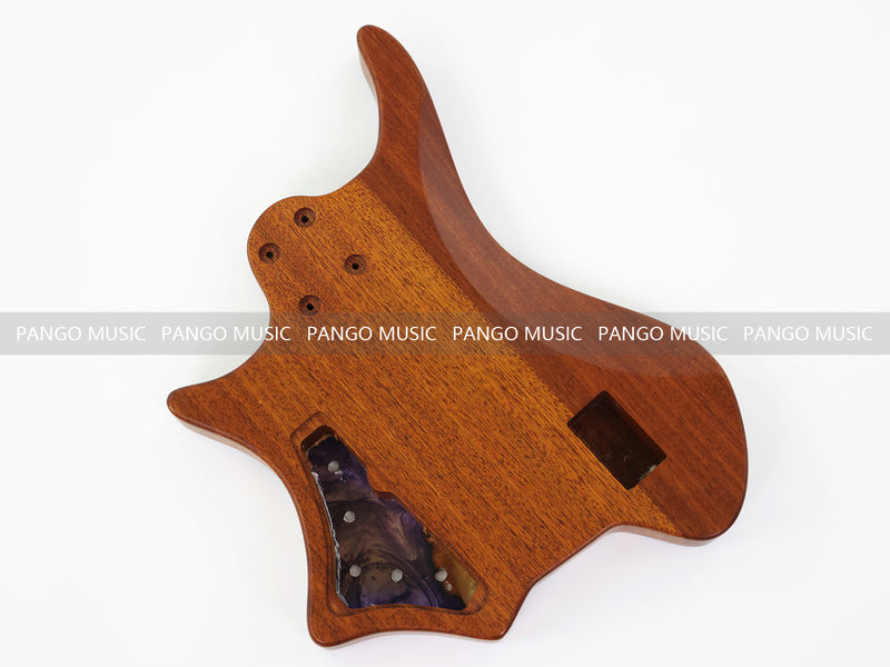 One-of-a-Kind Burl Wood Veneer Epoxy Resin 5 String Headless Electric Bass Guitar Body (H5B-007)