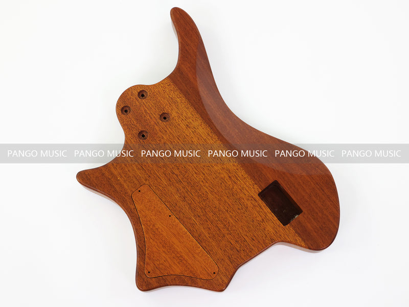One-of-a-Kind Burl Wood Veneer Epoxy Resin 5 String Headless Electric Bass Guitar Body (H5B-007)