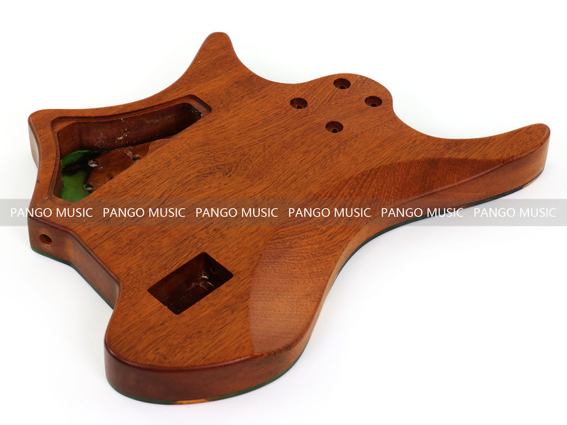 One-of-a-Kind Burl Wood Veneer Epoxy Resin 5 String Headless Electric Bass Guitar Body (H5B-008)