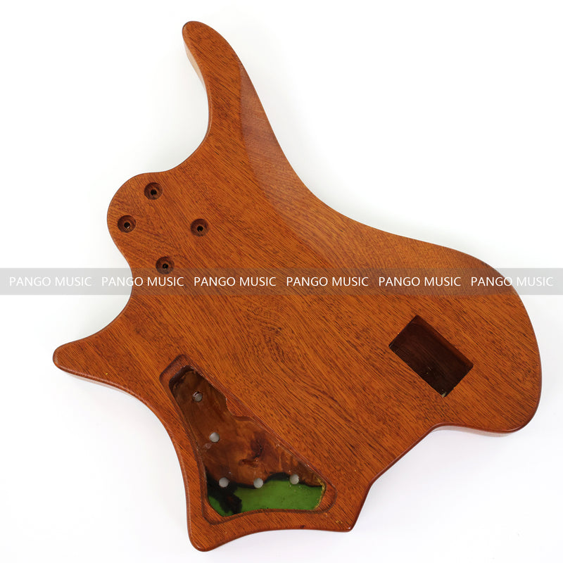 One-of-a-Kind Burl Wood Veneer Epoxy Resin 5 String Headless Electric Bass Guitar Body (H5B-008)