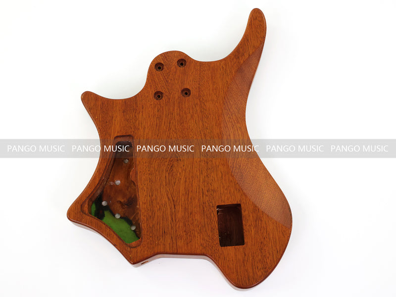 One-of-a-Kind Burl Wood Veneer Epoxy Resin 5 String Headless Electric Bass Guitar Body (H5B-008)