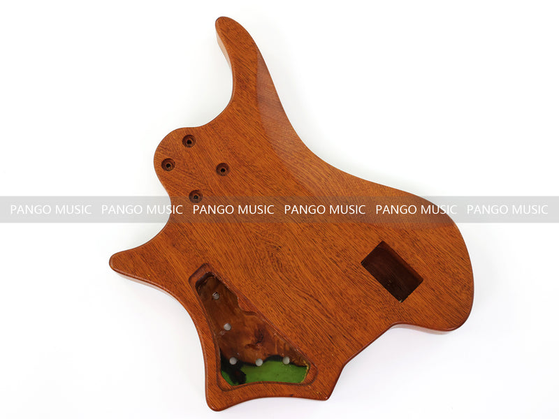 One-of-a-Kind Burl Wood Veneer Epoxy Resin 5 String Headless Electric Bass Guitar Body (H5B-008)