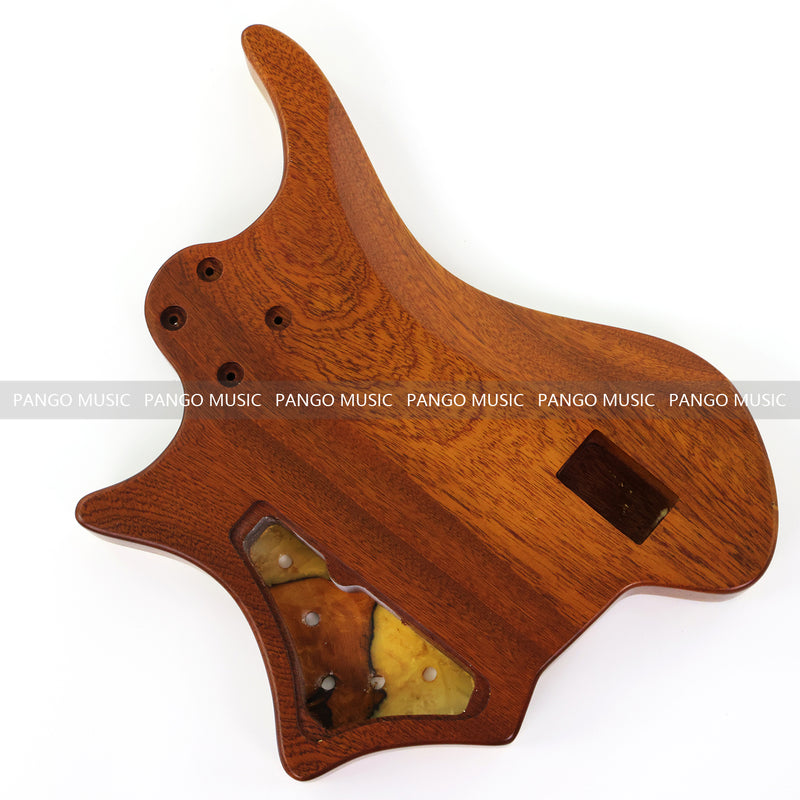 One-of-a-Kind Burl Wood Veneer Epoxy Resin 5 String Headless Electric Bass Guitar Body (H5B-009)