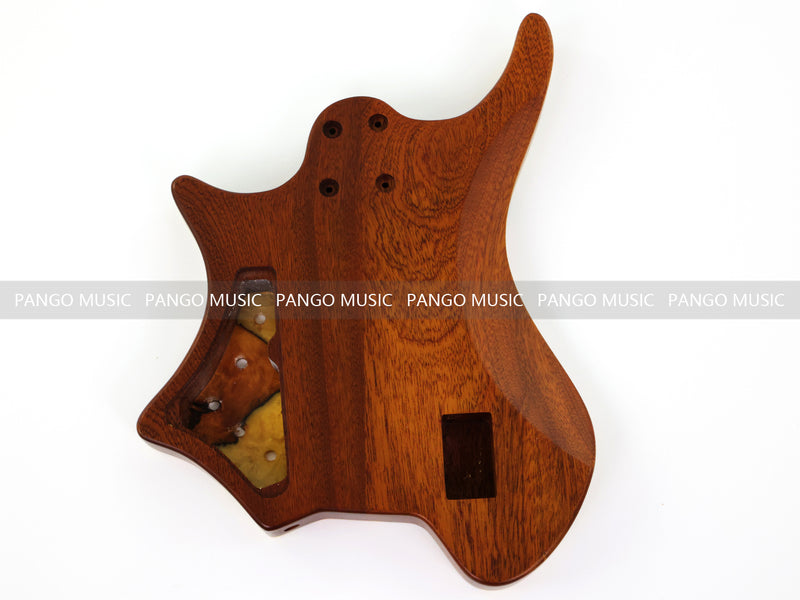 One-of-a-Kind Burl Wood Veneer Epoxy Resin 5 String Headless Electric Bass Guitar Body (H5B-009)