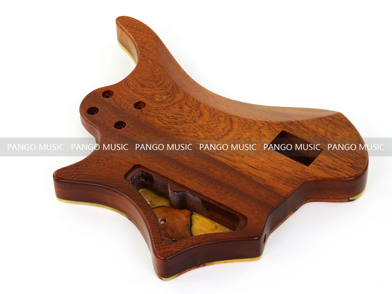 One-of-a-Kind Burl Wood Veneer Epoxy Resin 5 String Headless Electric Bass Guitar Body (H5B-009)