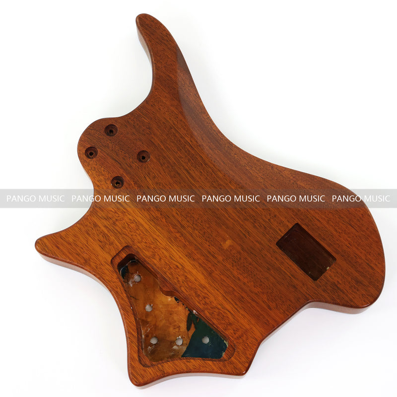 One-of-a-Kind Burl Wood Veneer Epoxy Resin 5 String Headless Electric Bass Guitar Body (H5B-010)