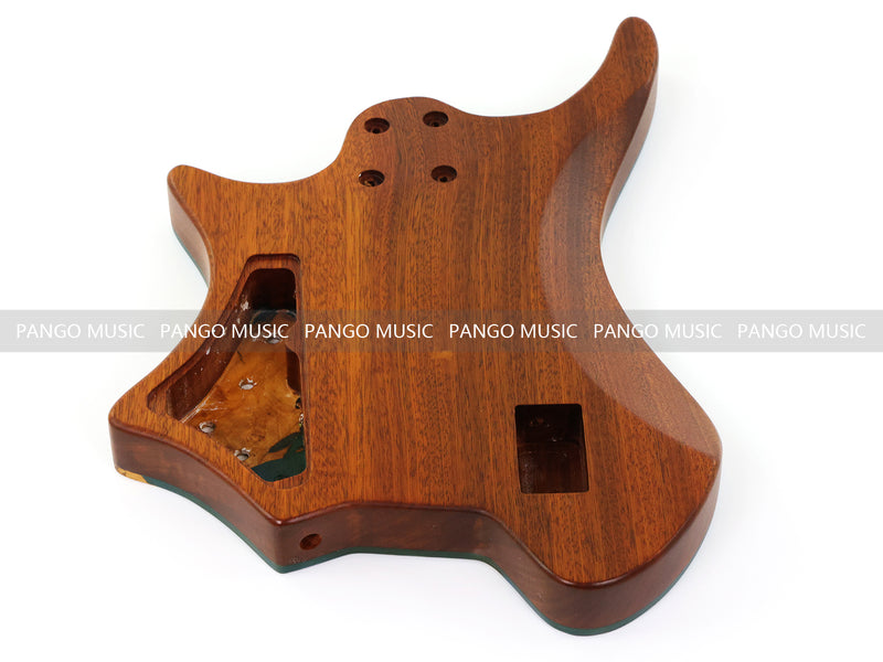 One-of-a-Kind Burl Wood Veneer Epoxy Resin 5 String Headless Electric Bass Guitar Body (H5B-010)