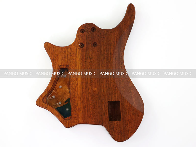 One-of-a-Kind Burl Wood Veneer Epoxy Resin 5 String Headless Electric Bass Guitar Body (H5B-010)