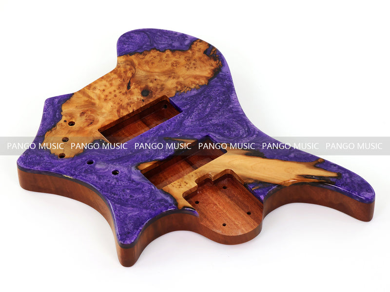 One-of-a-Kind Burl Wood Veneer Epoxy Resin 5 String Headless Electric Bass Guitar Body (H5B-011)
