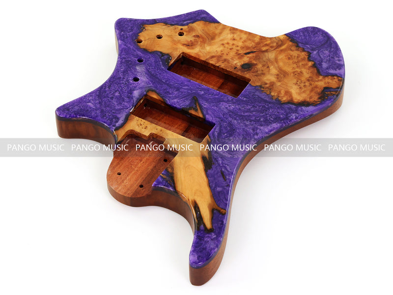 One-of-a-Kind Burl Wood Veneer Epoxy Resin 5 String Headless Electric Bass Guitar Body (H5B-011)