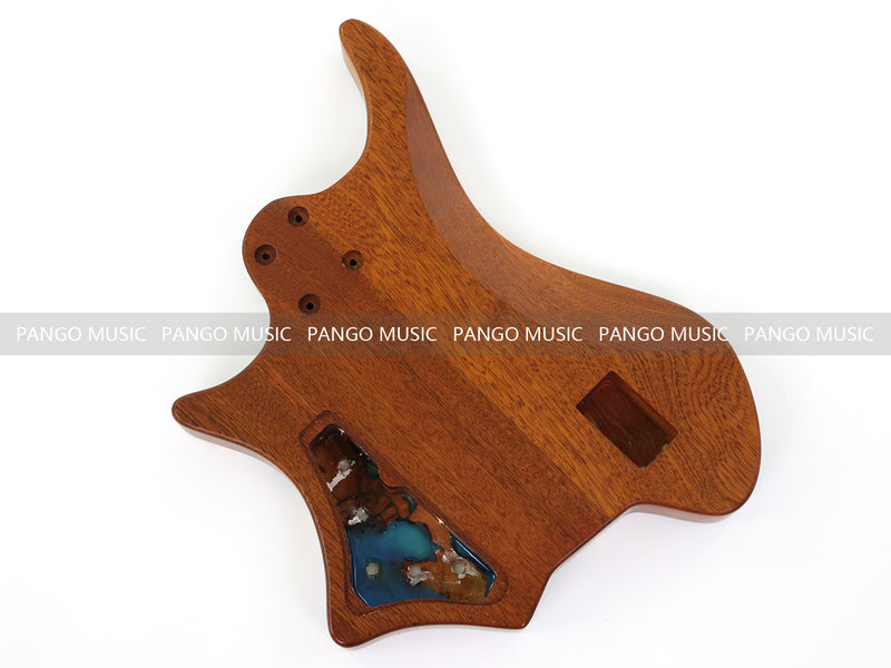 One-of-a-Kind Burl Wood Veneer Epoxy Resin 5 String Headless Electric Bass Guitar Body (H5B-012)