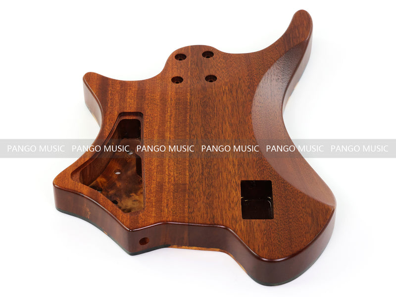 One-of-a-Kind Burl Wood Veneer Epoxy Resin 5 String Headless Electric Bass Guitar Body (H5B-013)