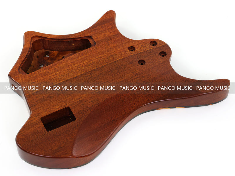 One-of-a-Kind Burl Wood Veneer Epoxy Resin 5 String Headless Electric Bass Guitar Body (H5B-013)