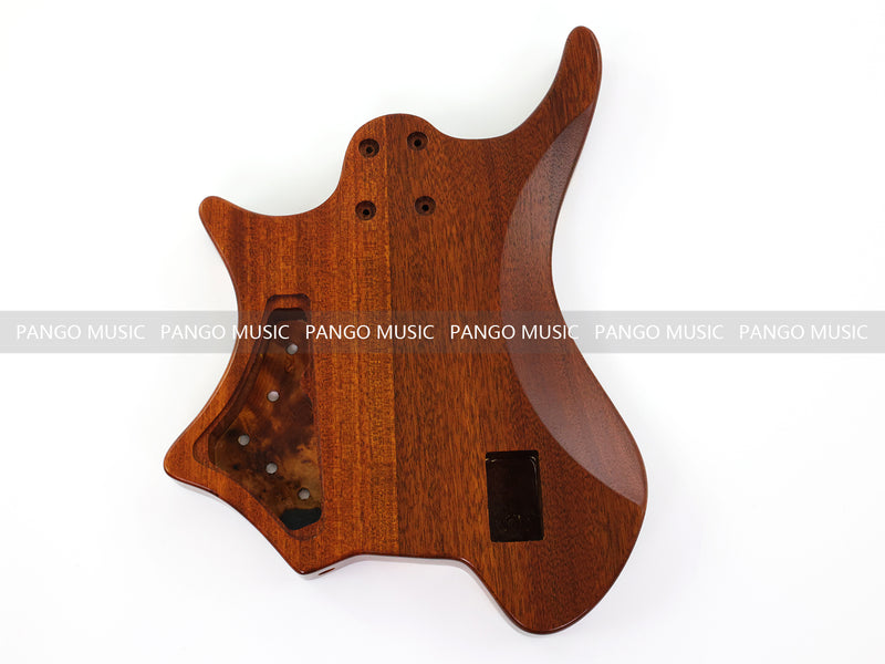 One-of-a-Kind Burl Wood Veneer Epoxy Resin 5 String Headless Electric Bass Guitar Body (H5B-013)
