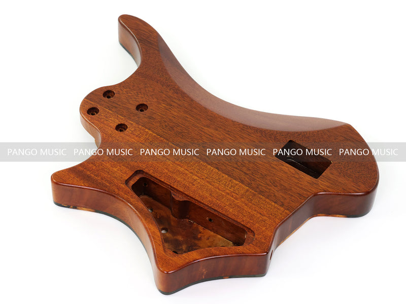 One-of-a-Kind Burl Wood Veneer Epoxy Resin 5 String Headless Electric Bass Guitar Body (H5B-013)