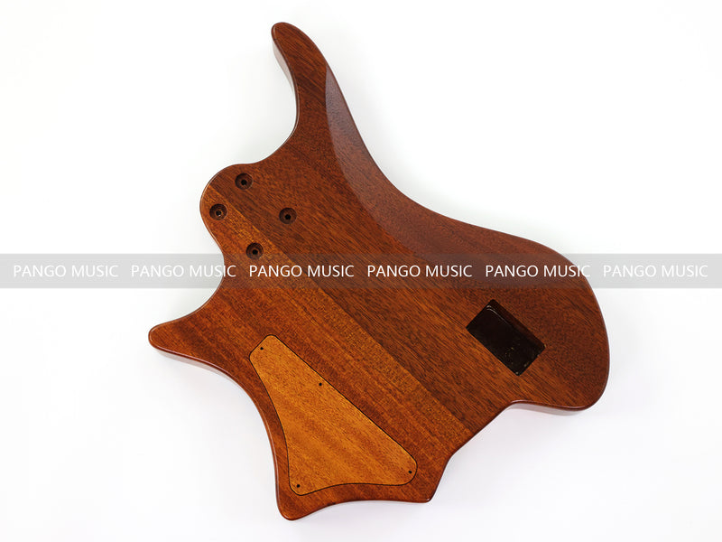 One-of-a-Kind Burl Wood Veneer Epoxy Resin 5 String Headless Electric Bass Guitar Body (H5B-013)
