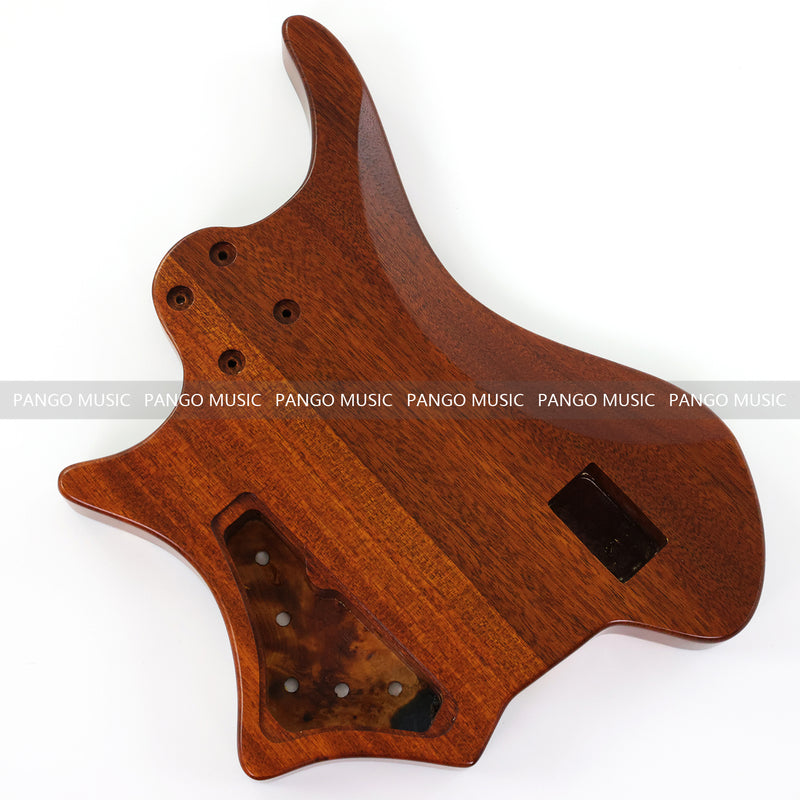 One-of-a-Kind Burl Wood Veneer Epoxy Resin 5 String Headless Electric Bass Guitar Body (H5B-013)
