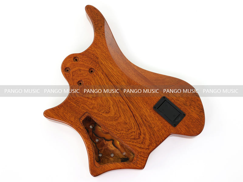 One-of-a-Kind Burl Wood Veneer Epoxy Resin 5 String Headless Electric Bass Guitar Body (H5B-014)