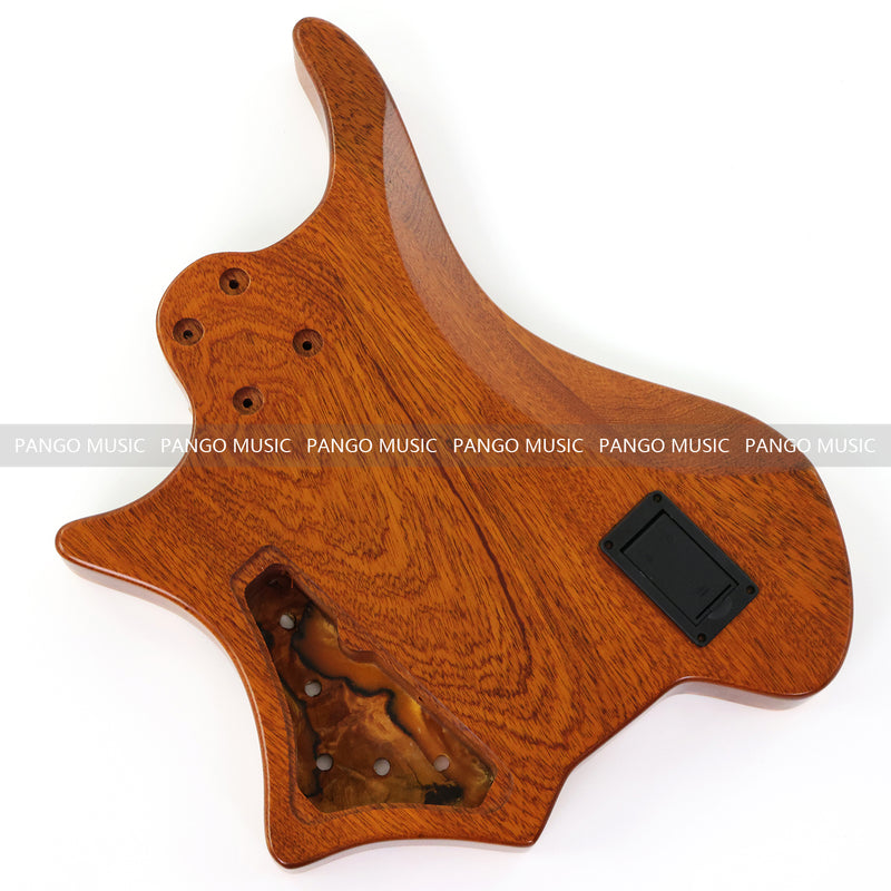 One-of-a-Kind Burl Wood Veneer Epoxy Resin 5 String Headless Electric Bass Guitar Body (H5B-014)
