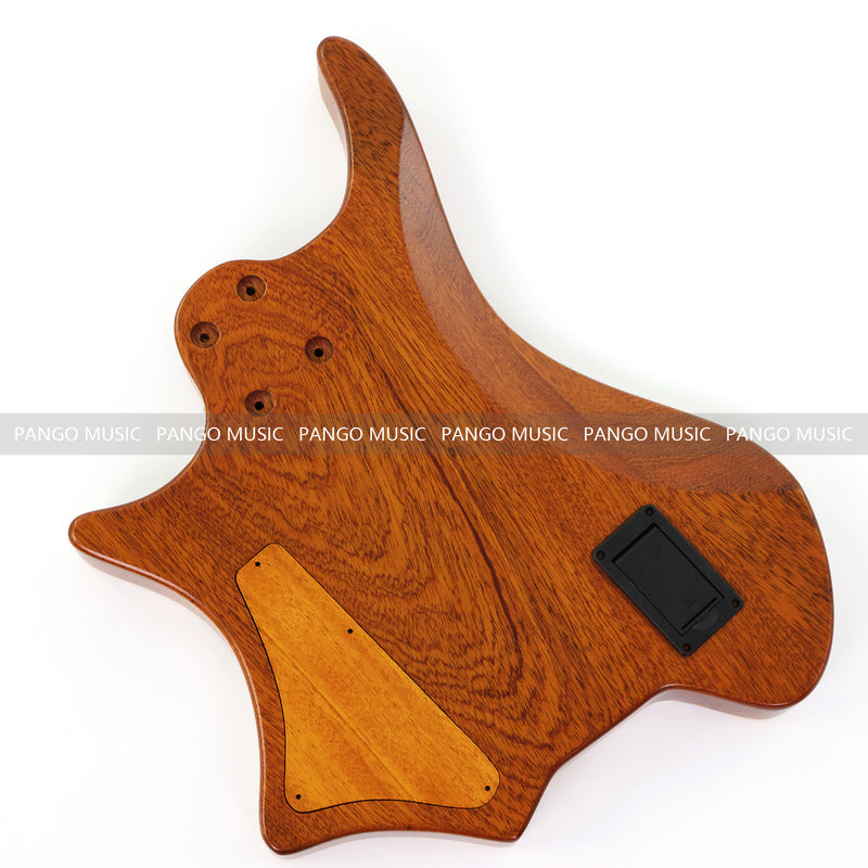 One-of-a-Kind Burl Wood Veneer Epoxy Resin 5 String Headless Electric Bass Guitar Body (H5B-014)