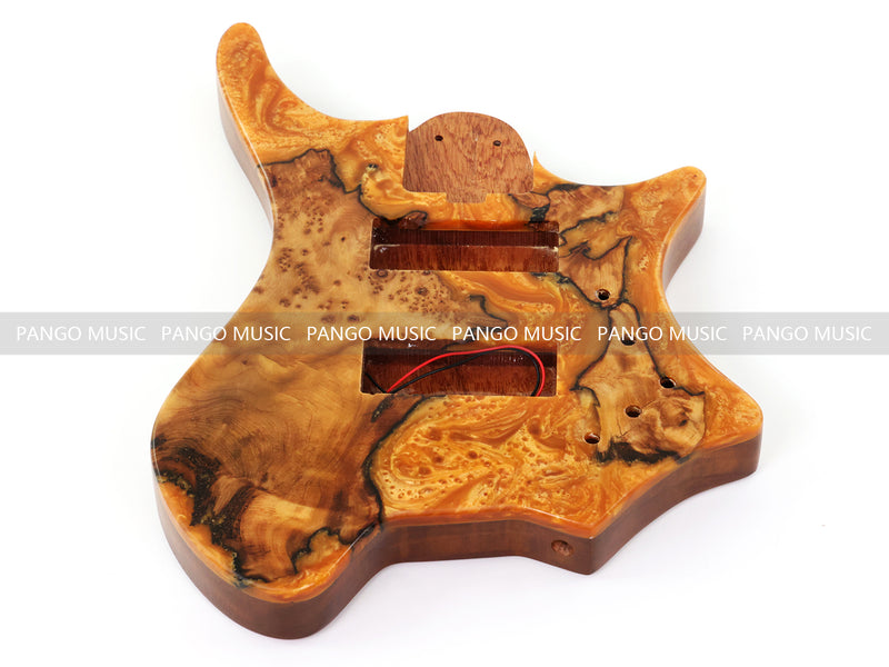 One-of-a-Kind Burl Wood Veneer Epoxy Resin 5 String Headless Electric Bass Guitar Body (H5B-014)