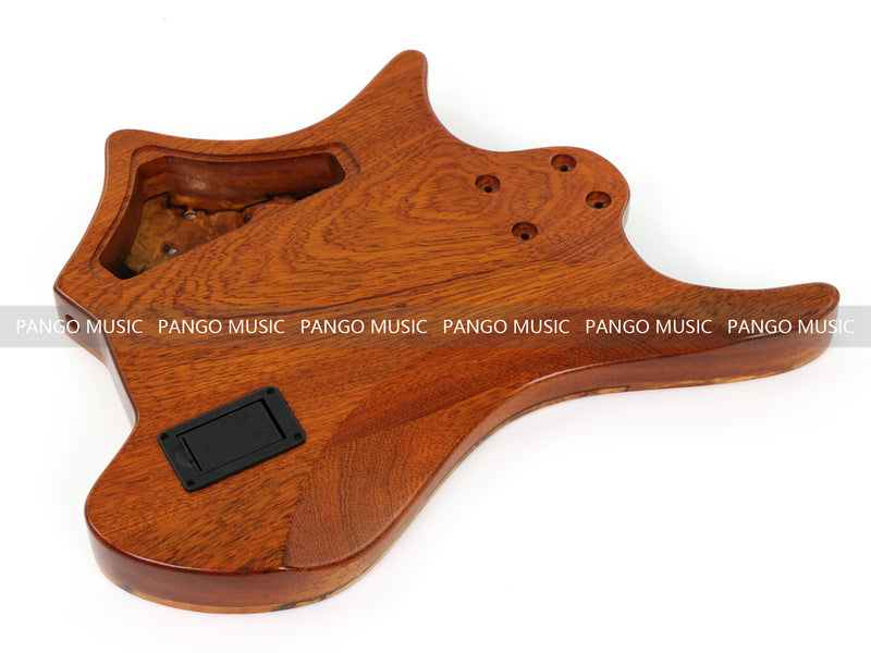 One-of-a-Kind Burl Wood Veneer Epoxy Resin 5 String Headless Electric Bass Guitar Body (H5B-014)