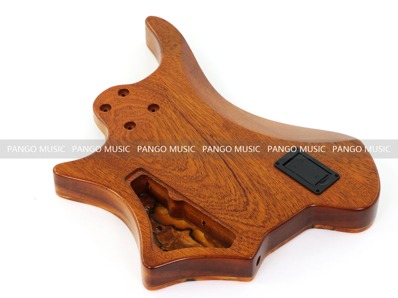 One-of-a-Kind Burl Wood Veneer Epoxy Resin 5 String Headless Electric Bass Guitar Body (H5B-014)