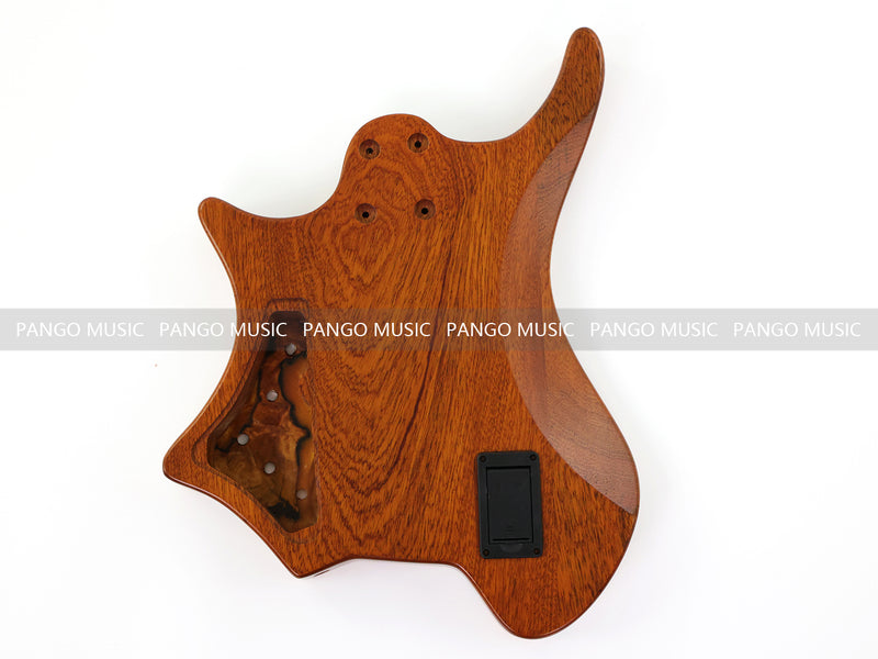 One-of-a-Kind Burl Wood Veneer Epoxy Resin 5 String Headless Electric Bass Guitar Body (H5B-014)