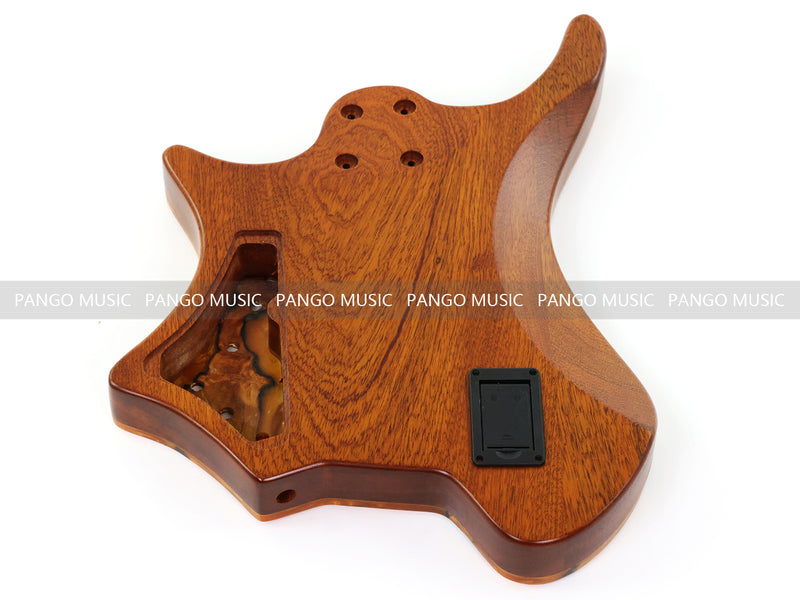 One-of-a-Kind Burl Wood Veneer Epoxy Resin 5 String Headless Electric Bass Guitar Body (H5B-014)