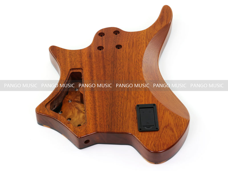One-of-a-Kind Burl Wood Veneer Epoxy Resin 5 String Headless Electric Bass Guitar Body (H5B-015)