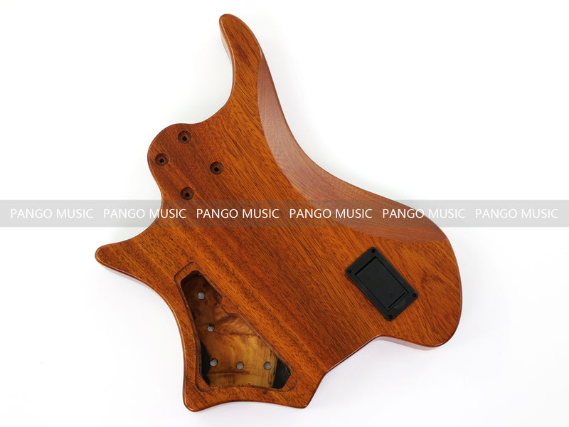 One-of-a-Kind Burl Wood Veneer Epoxy Resin 5 String Headless Electric Bass Guitar Body (H5B-015)