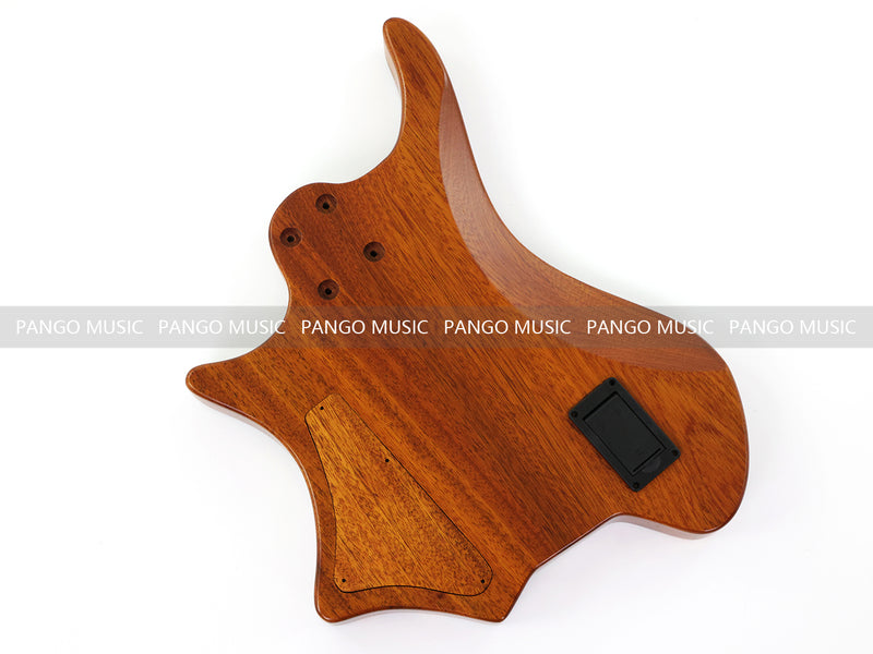 One-of-a-Kind Burl Wood Veneer Epoxy Resin 5 String Headless Electric Bass Guitar Body (H5B-015)