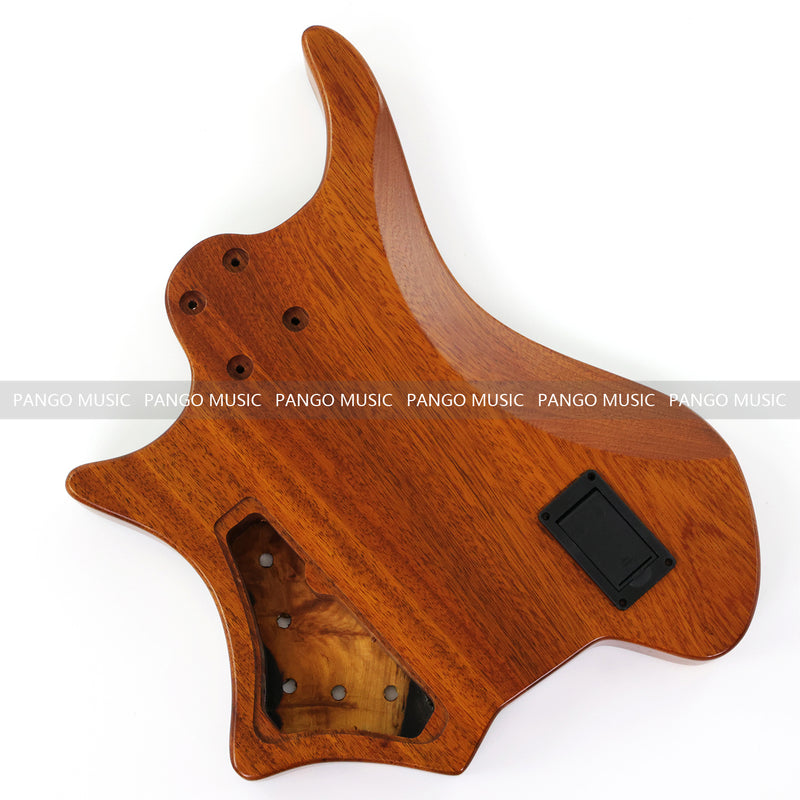 One-of-a-Kind Burl Wood Veneer Epoxy Resin 5 String Headless Electric Bass Guitar Body (H5B-015)