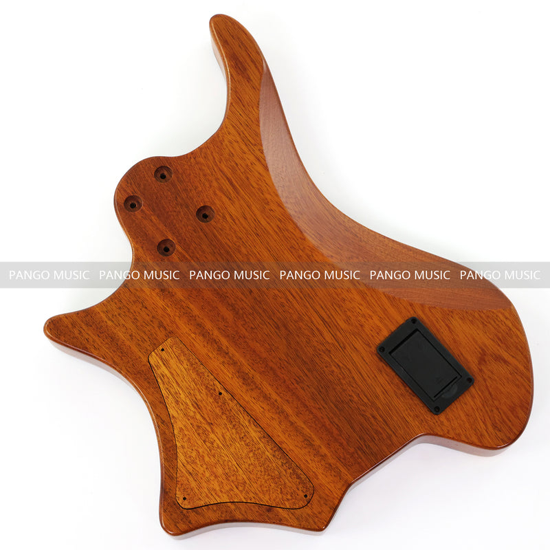One-of-a-Kind Burl Wood Veneer Epoxy Resin 5 String Headless Electric Bass Guitar Body (H5B-015)