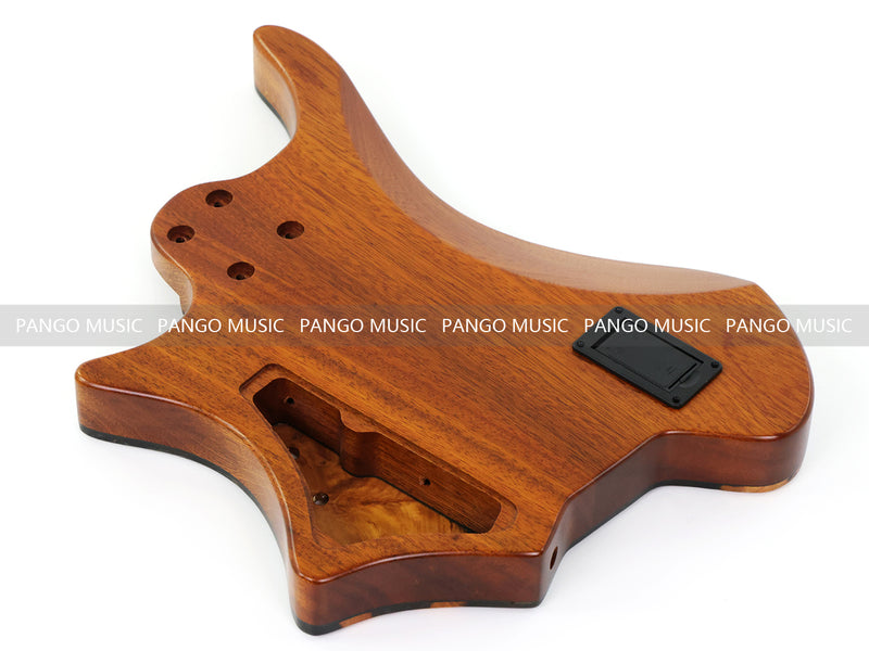 One-of-a-Kind Burl Wood Veneer Epoxy Resin 5 String Headless Electric Bass Guitar Body (H5B-015)