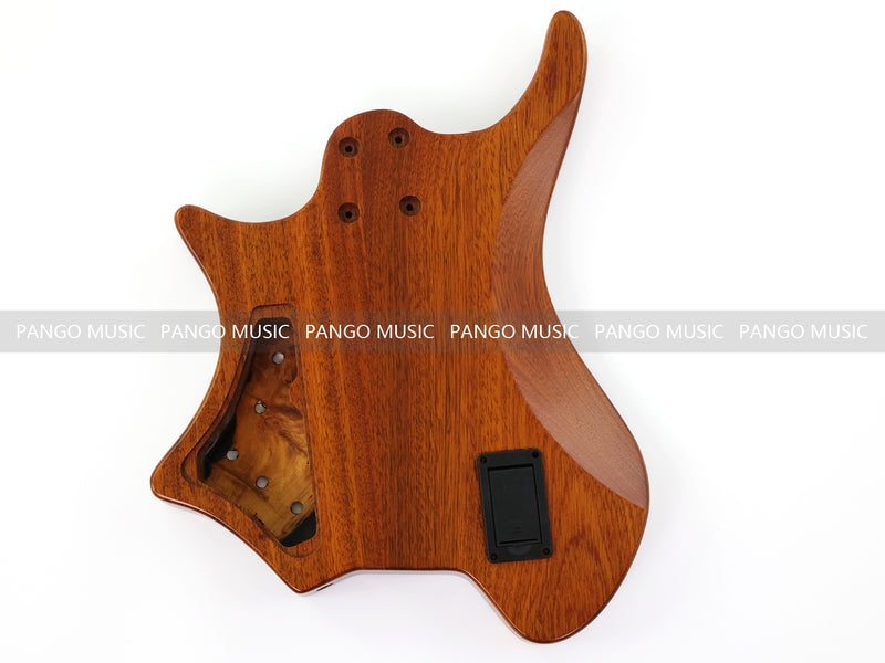 One-of-a-Kind Burl Wood Veneer Epoxy Resin 5 String Headless Electric Bass Guitar Body (H5B-015)