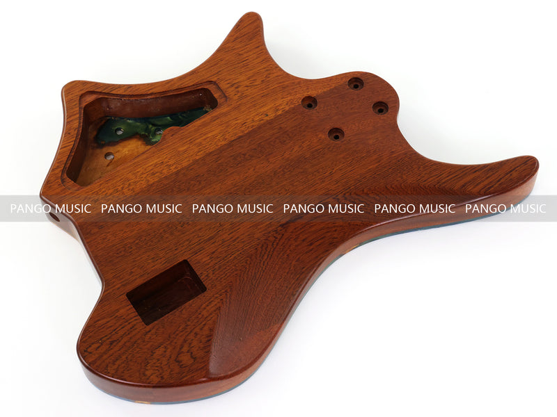 One-of-a-Kind Burl Wood Veneer Epoxy Resin 5 String Headless Electric Bass Guitar Body (H5B-016)