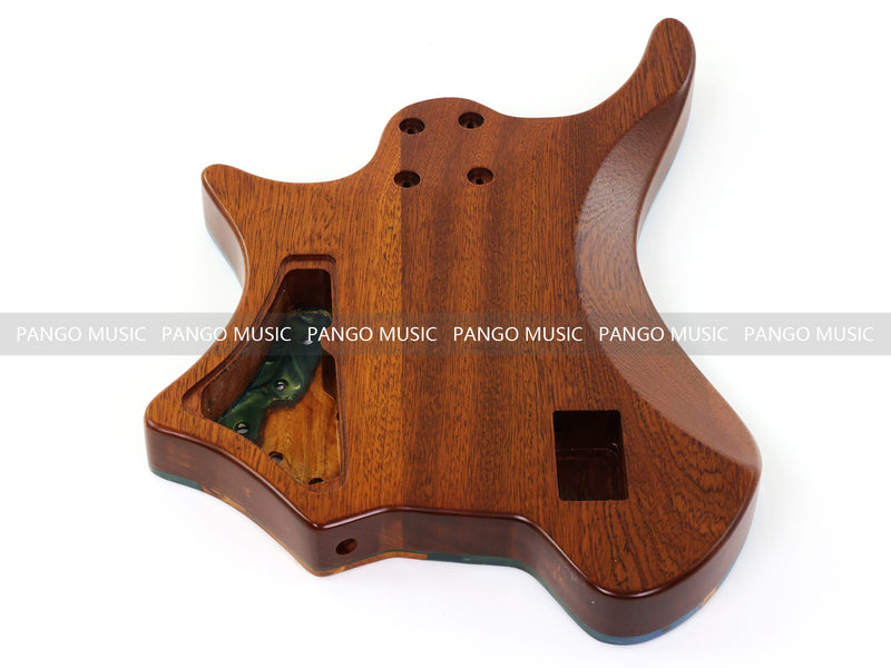 One-of-a-Kind Burl Wood Veneer Epoxy Resin 5 String Headless Electric Bass Guitar Body (H5B-016)