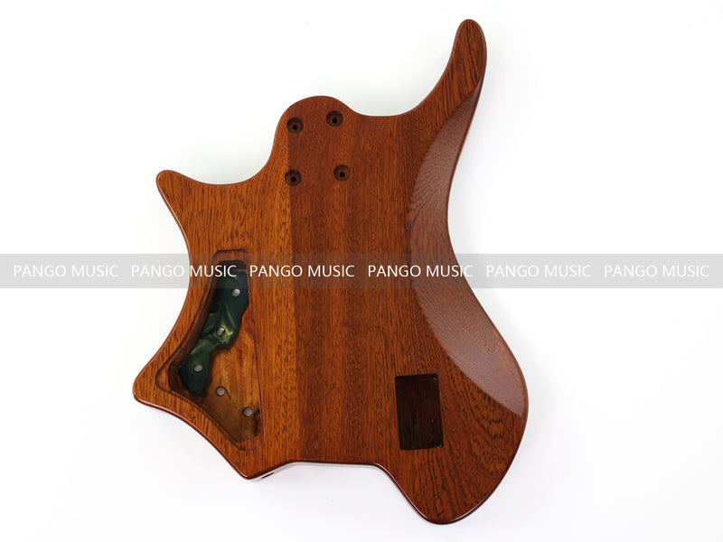 One-of-a-Kind Burl Wood Veneer Epoxy Resin 5 String Headless Electric Bass Guitar Body (H5B-016)
