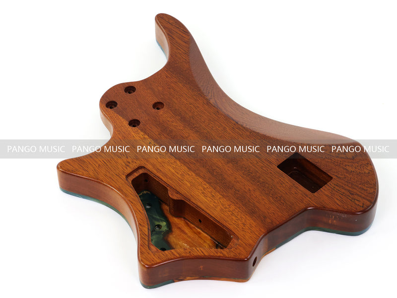 One-of-a-Kind Burl Wood Veneer Epoxy Resin 5 String Headless Electric Bass Guitar Body (H5B-016)