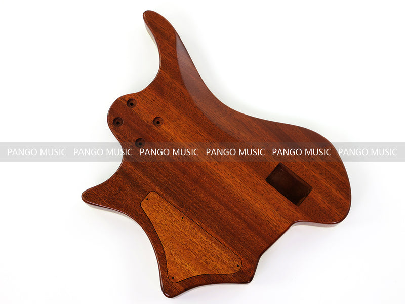 One-of-a-Kind Burl Wood Veneer Epoxy Resin 5 String Headless Electric Bass Guitar Body (H5B-017)