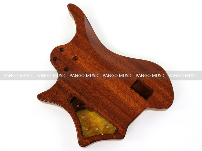 One-of-a-Kind Burl Wood Veneer Epoxy Resin 5 String Headless Electric Bass Guitar Body (H5B-017)