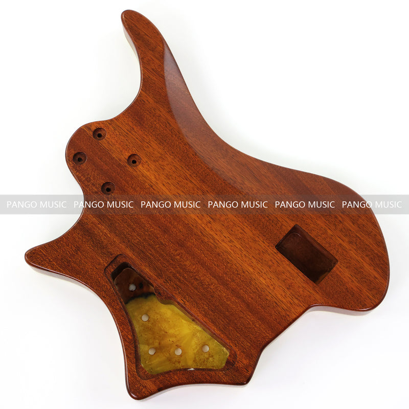 One-of-a-Kind Burl Wood Veneer Epoxy Resin 5 String Headless Electric Bass Guitar Body (H5B-017)
