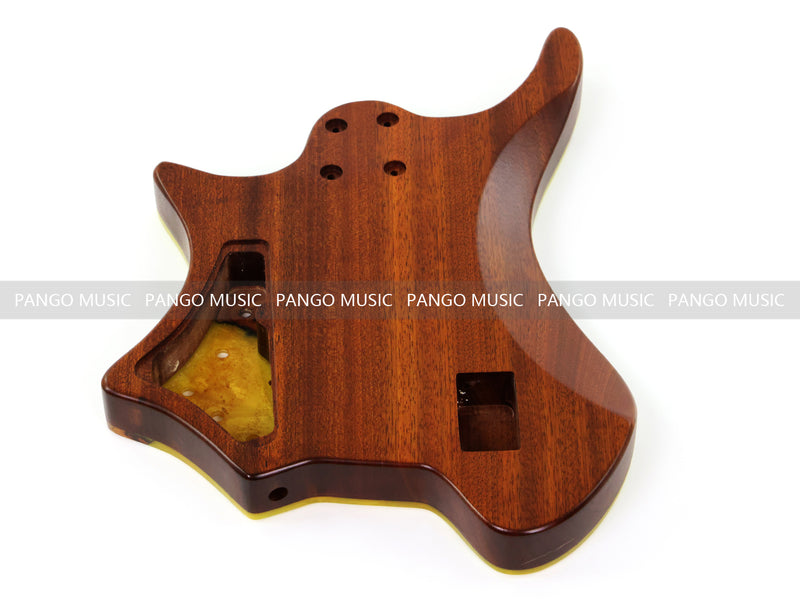 One-of-a-Kind Burl Wood Veneer Epoxy Resin 5 String Headless Electric Bass Guitar Body (H5B-017)