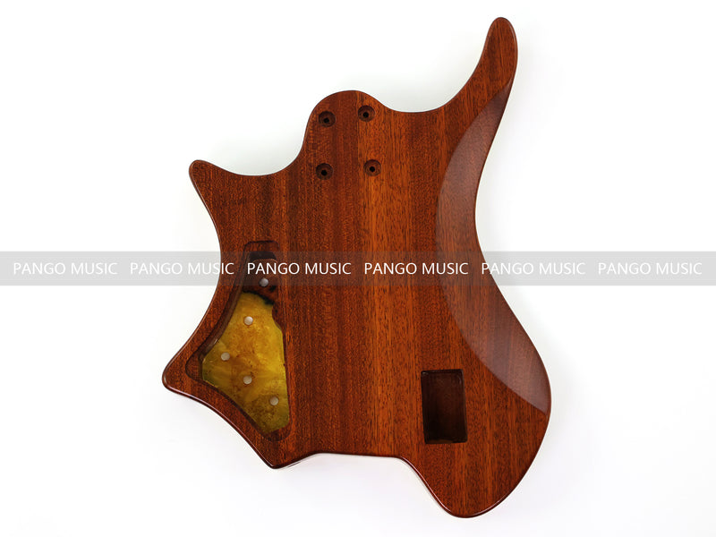 One-of-a-Kind Burl Wood Veneer Epoxy Resin 5 String Headless Electric Bass Guitar Body (H5B-017)
