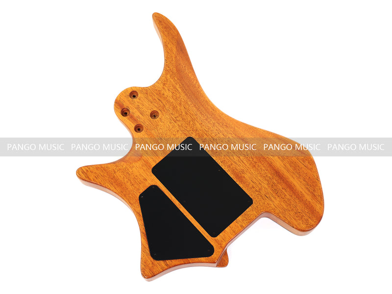 One-of-a-Kind Burl Wood Veneer Epoxy Resin Headless Electric Guitar Body (HBE-001)