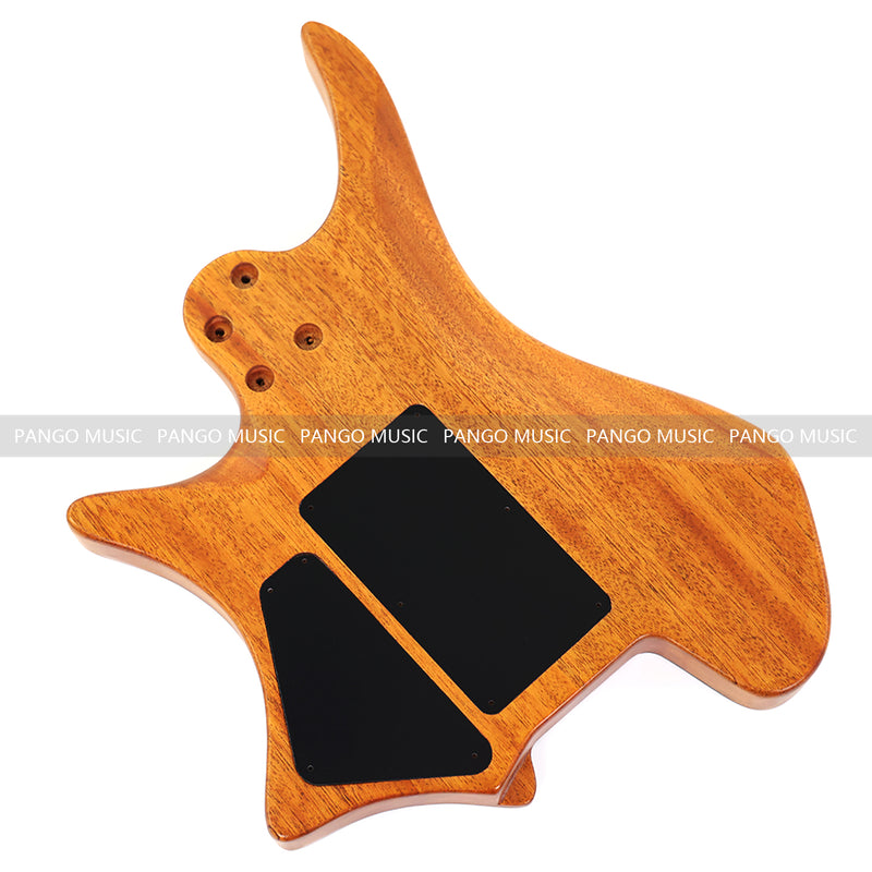 One-of-a-Kind Burl Wood Veneer Epoxy Resin Headless Electric Guitar Body (HBE-001)