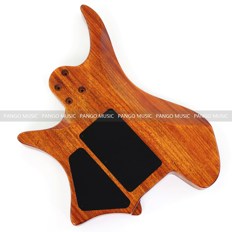 One-of-a-Kind Burl Wood Veneer Epoxy Resin Headless Electric Guitar Body (HBE-002)